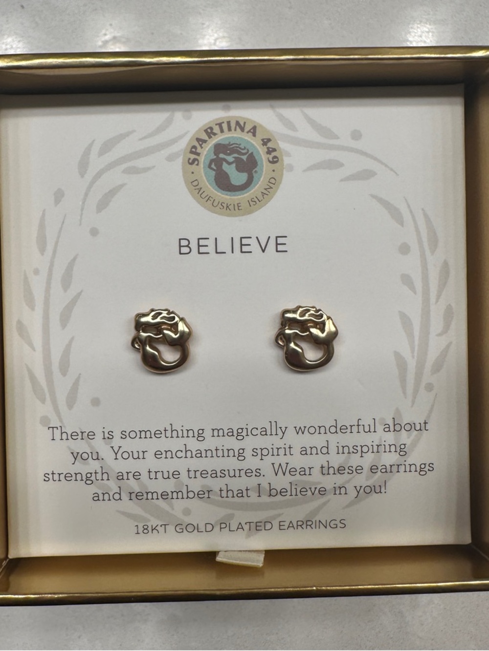 Spartina 449 Gold Plated Mermaid Stud Earrings